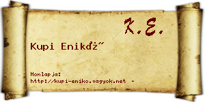 Kupi Enikő névjegykártya